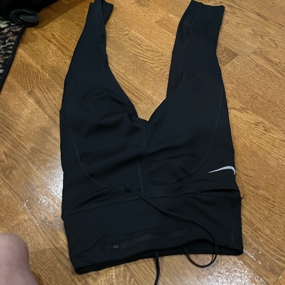 black nike drawstring workout leggings size xs